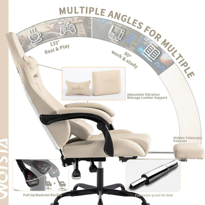 Adjustable Racing Ergonomic Gaming Computer Chair With Footrest & Massage Lumbar Cushion, Custom