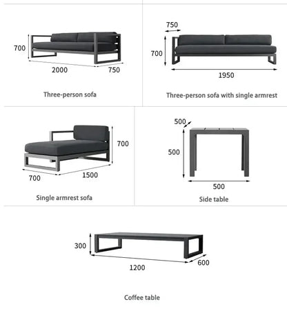 Outdoor Aluminum Alloy Sofa Four Piece Set,Terrace Garden Bar Waterproof Sofa Furniture Set outdoor furniture set sectional sofa