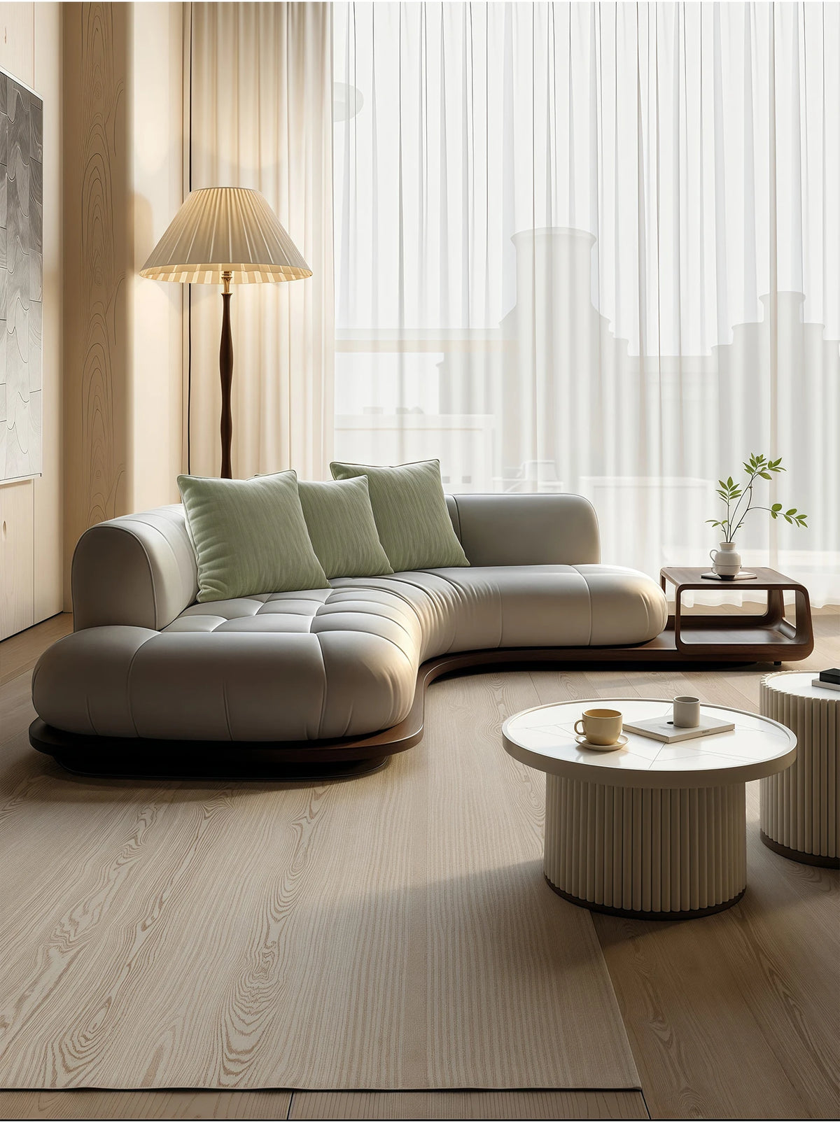 Arc corner sofa living room corner creative coffee table combination furniture simple and modern