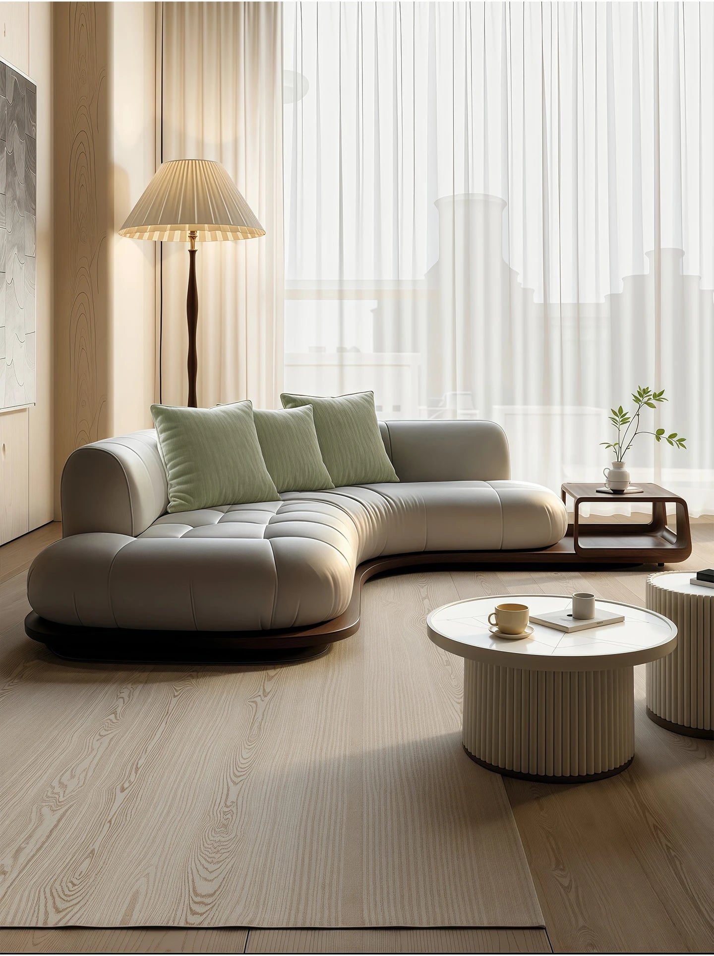 Arc corner sofa living room corner creative coffee table combination furniture simple and modern