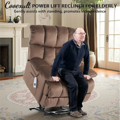 Electric Velvet Power Lift Recliner Chair with Heat Massage And Side Pockets for Elderly Home Theater Seating Customized Comfort