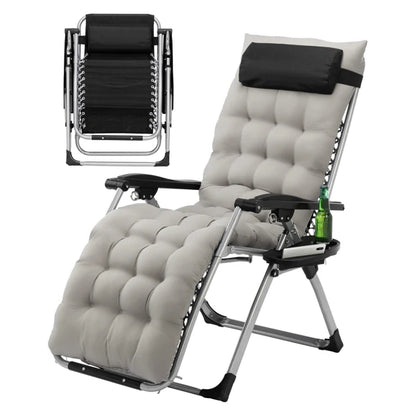 Infinity Zero Gravity Chair with Pad, Patio Chairs with Pillow and Utility Tray Adjustable Folding Recliner for Deck,Patio,Beach
