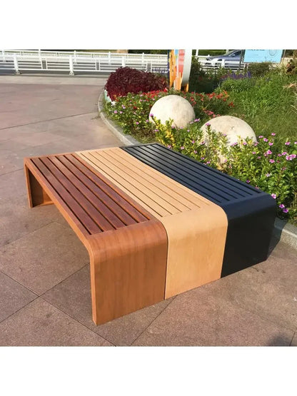Banc extérieur chaise de parc banc Anti-corrosion bois motif carré jardin cour chaise