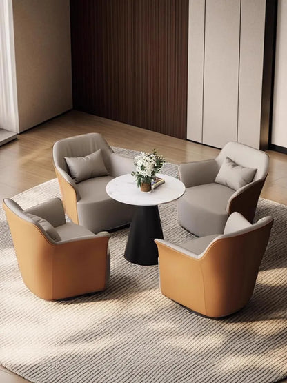 Modern simple negotiation table and chair combination Light luxury hotel reception leather sofa chair