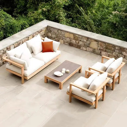 Leisure Outdoor wood Furniture waterproof villa sectional garden solid teak  wood outdoor sofa