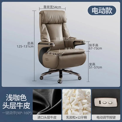 Senior Leather Office Chairs Ergonomic Comfortable Adjust Recliner Office Chairs Mobile Luxurious Furniture Silla Oficina LXOC