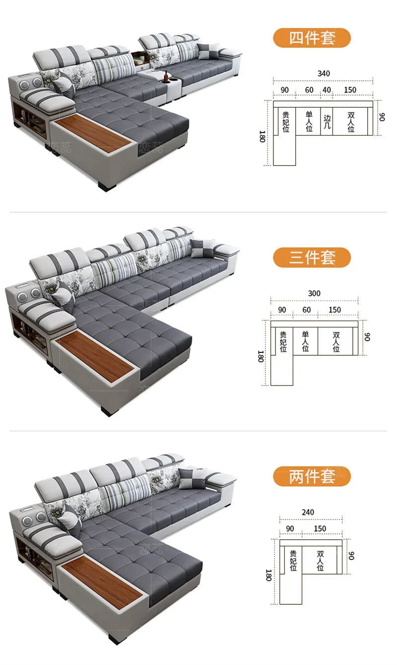 Luxury Technology Cloth Sofa Living Room Furniture Modern Cloakroom Bedroom Sofa Combination Nordic Apartment Sofa Set