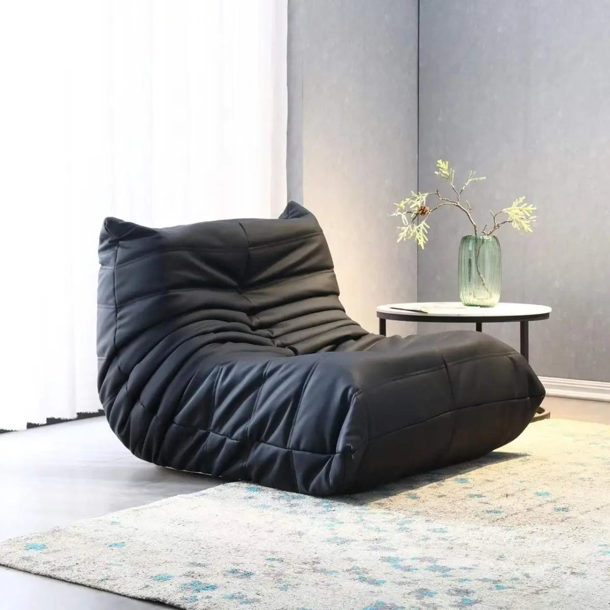 Single sofa living room bedroom lazy fabric leather leisure chair small apartment cream wind