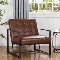 Mid Century Modern Accent Chair, Modern Living Room Chairs with Durable Metal Frame,PU Leather Cushioned, Reading, Customized