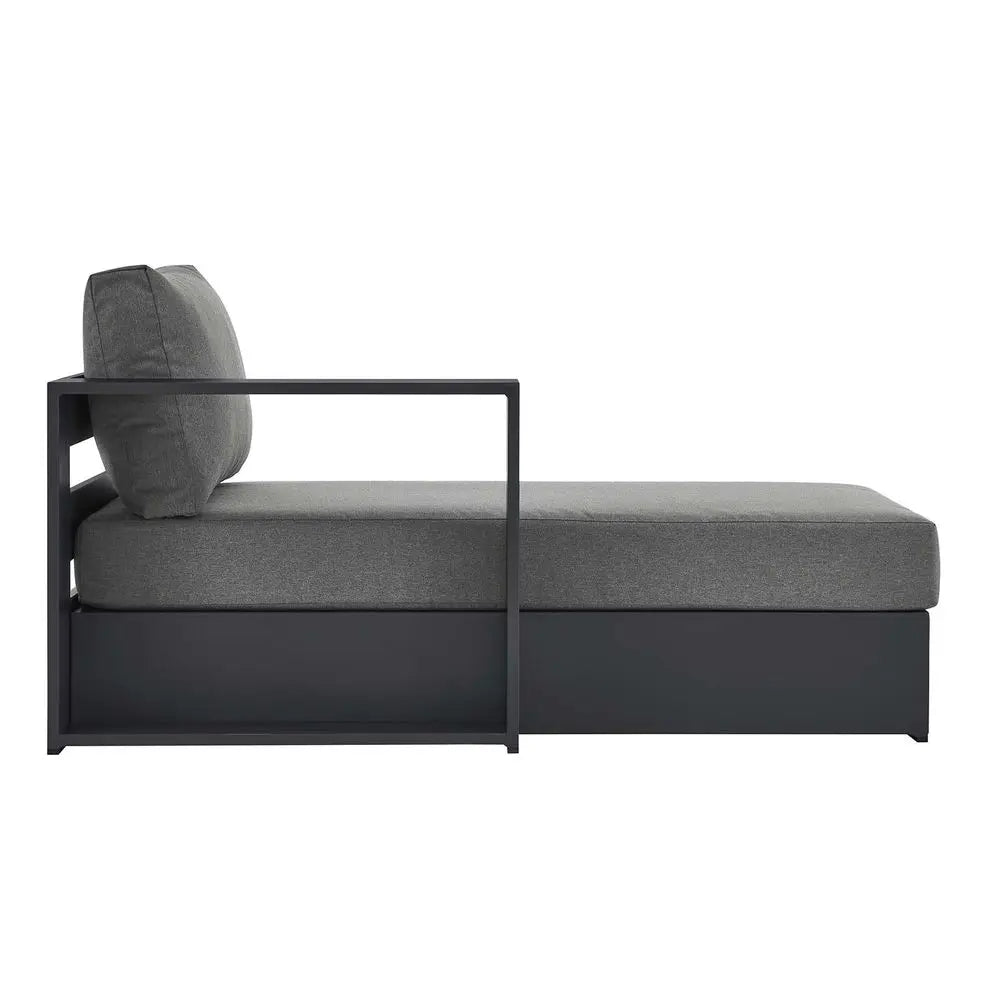 Tahoe Aluminum Outdoor Chaise Lounge in Gray Charcoal with WeatherResistant Cushions, Modular LeftFacing Patio Lounger for Pool