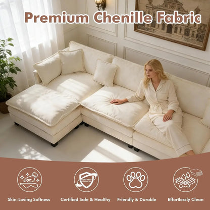 Sectional Couch, Comfy Cloud Modular Sectional Sofa, Deep Seat Modern Cloud Sofa, Modular Sofas for Living Room,, Customized