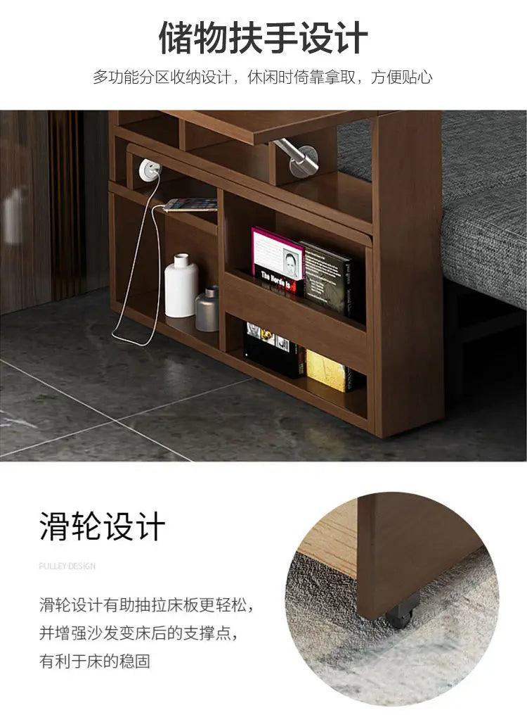 custom. [2675 People Favorited] Solid Wood Sofa Bed Small Apartments, Multifunctional Living Room Study Room, Push-Pull Fold