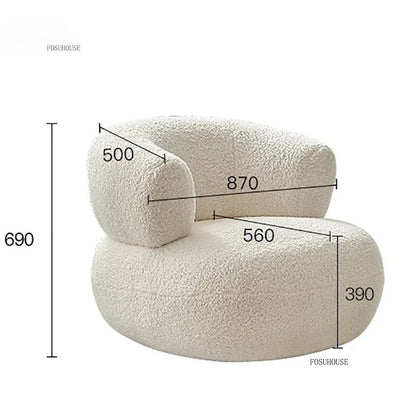 Nordic Designer Fabric Living Room Chairs Leisure Backrest Armchairs Bedroom Lambswool Luxury Single Sofa for Home Furniture
