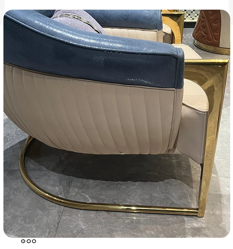 *Italian light luxury leather sofa post-modern model room large apartment high-end