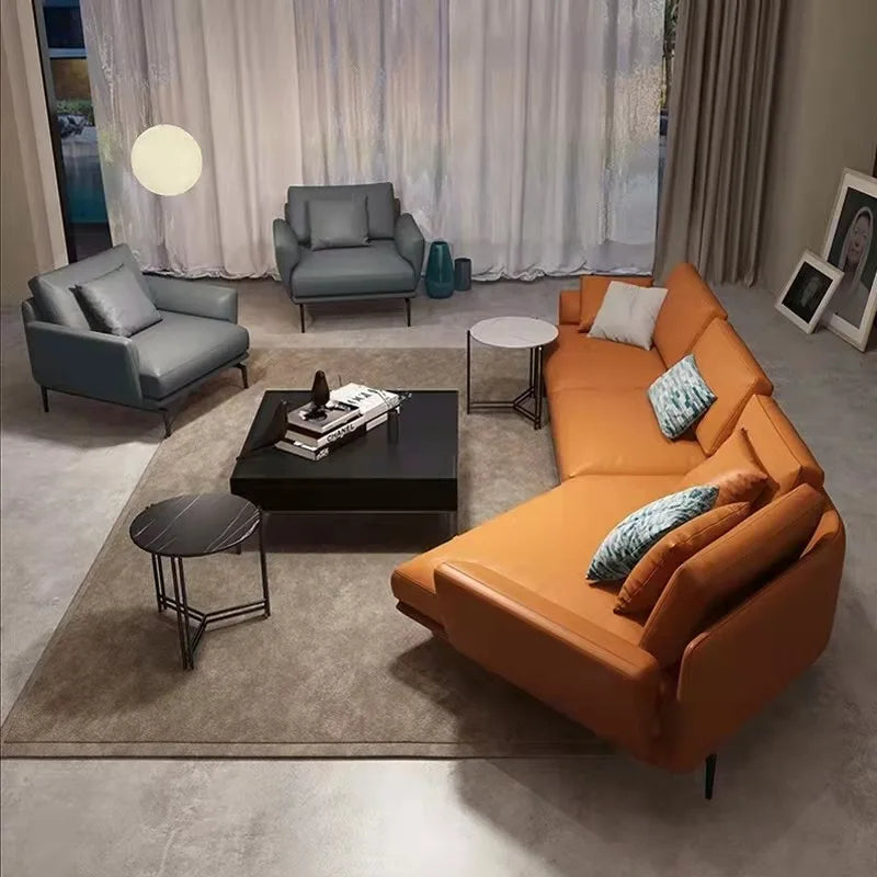 Modern Italian Leather Sectional Couch for Living Room Quality Luxury Chesterfield Three-Seater Sofa Set for Home & Hotels