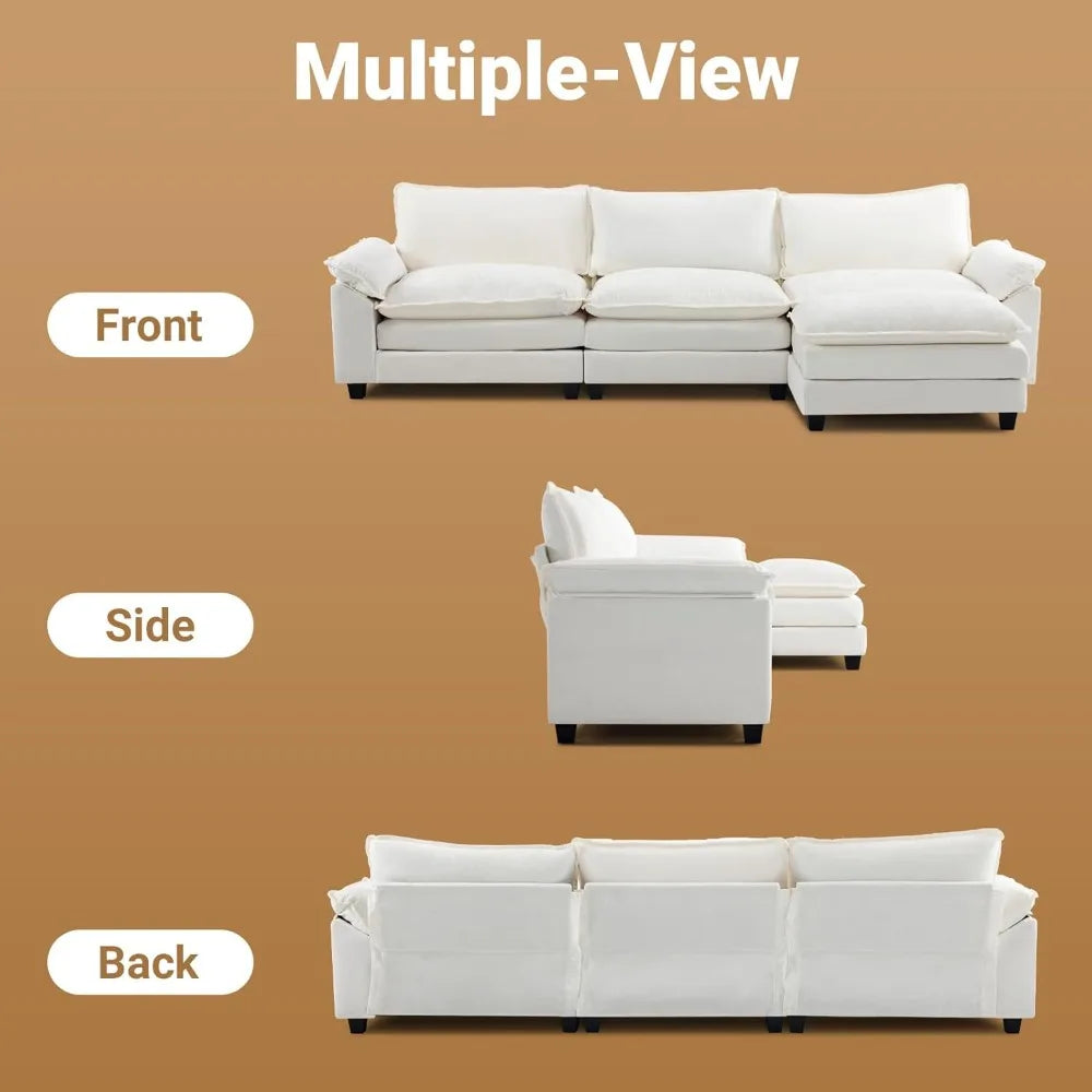 Deep Convertible Sectional Sofa,  L-Shape 3-Seat Couches for Living Room