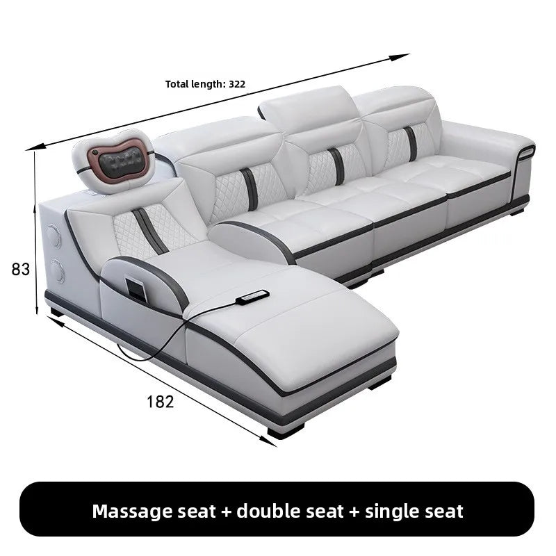 Electric Recliner Sofa with Massage Function Modern Minimalist Sectional Sofa for Large Living Room Smart Multi Functional Couch