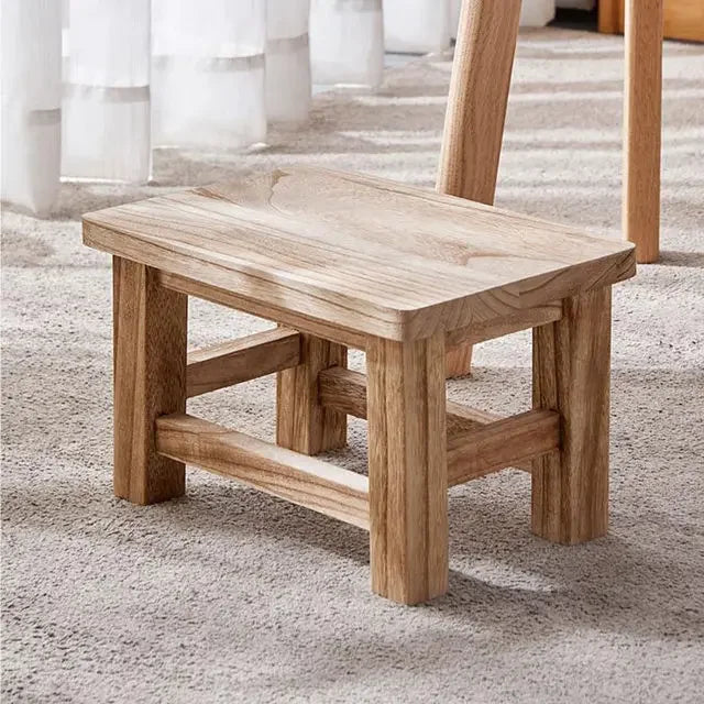 Adult Solid Wood Stool for Daily Use Shoe Changing Step Stool for Kitchen Bathroom Living Room Wooden Household Furniture