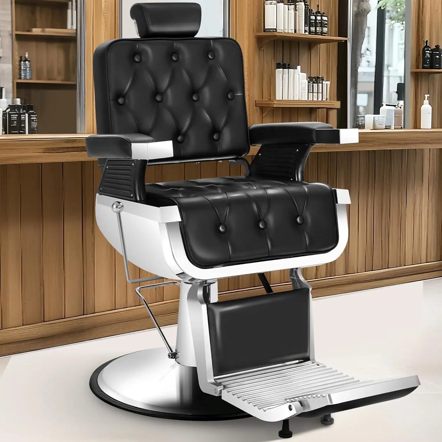 Vintage Barber Chair, Recline Hair Salon Hairdresser Chair with Removable Headrest, 360 Swivel Shampoo Beauty Salon Spa Styling