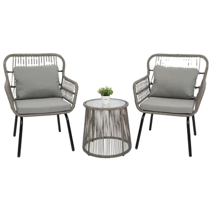 # New Arrival 3 Pieces Outdoor Furniture Set Patio Rattan Wicker Chairs