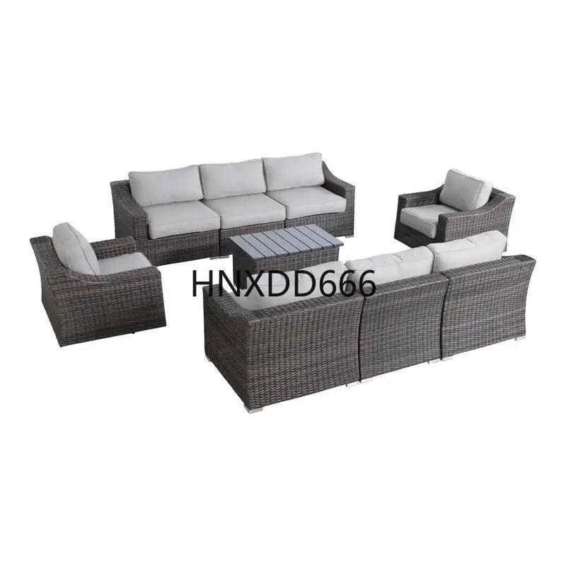 Outdoor 8-Person Wicker Seating Set - Fully Assembled with Soft Cushions for Comfort and Style