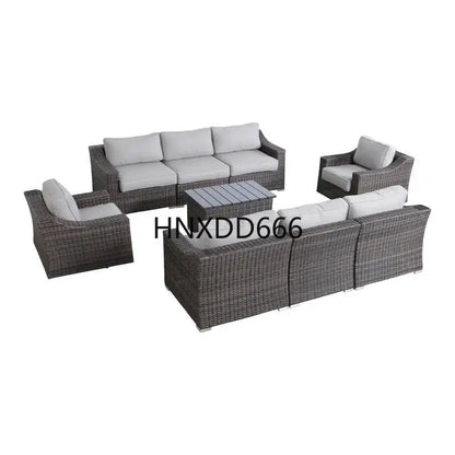 Outdoor 8-Person Wicker Seating Set - Fully Assembled with Soft Cushions for Comfort and Style