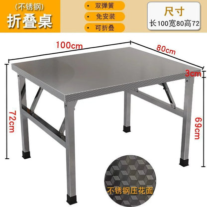 Square Folding Utility Table Home Restaurant Stainless Steel Dinner Tables Outdoor Indoor Portable Foldable Wedding Dining Table