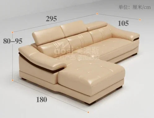 Genuine leather sofa head layer cowhide small unit,simple and modern functional, fashionable leather sofa combination decoration
