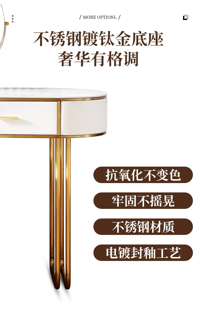 Light Mirror Vanity Table White Minimalist Drawers Storage Dressing Table Desk Makeup Mesa De Maquillaje Bedroom Furniture