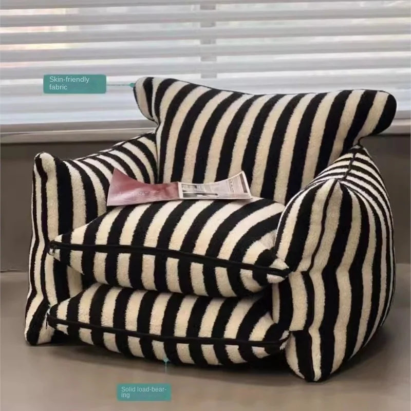 MOMO Simple Household Living Room Leisure Lazy Sofa Net Red Striped Bedroom Tatami Creative Backrest Chaise Longue