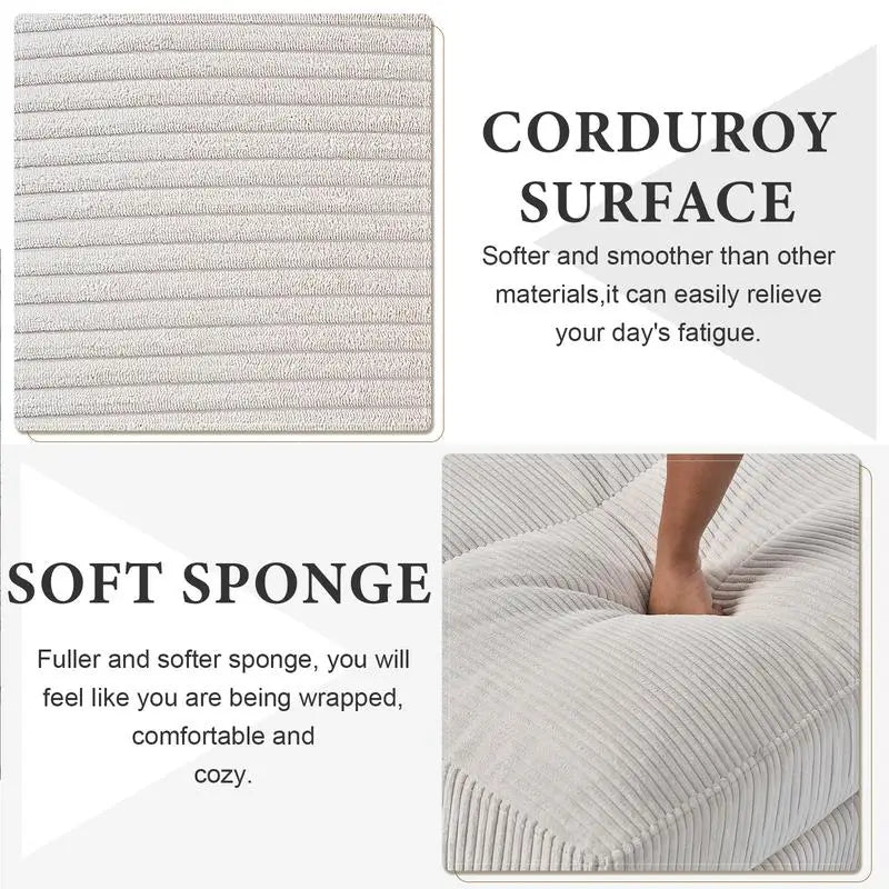 U-Shaped Convertible Modern Corduroy Sectional Sofa Set with Pillows and Footstool, 6-Seat Oversized Sofa for Living Room,