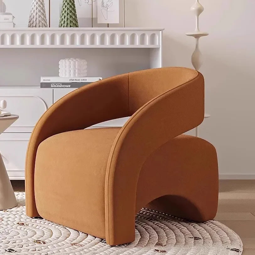 A Nordic Light Luxury Curved Balcony Chair Design Sense Living Room Lazy Single Sofa Leisure Chair