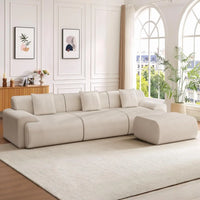 118" Modern L Shaped Modular Sectional Sofa, Boneless Cloud Couch with Ottoman, Oversized Corduroy Couch Deep Seat, 30D Sponge