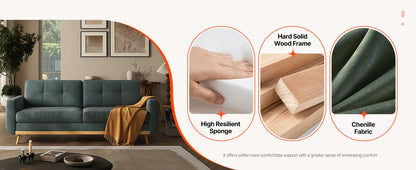 67.7-inch Mid-Century Modern Loveseat Sofa with Wooden Legs  for Living Room, Bedroom, or Office