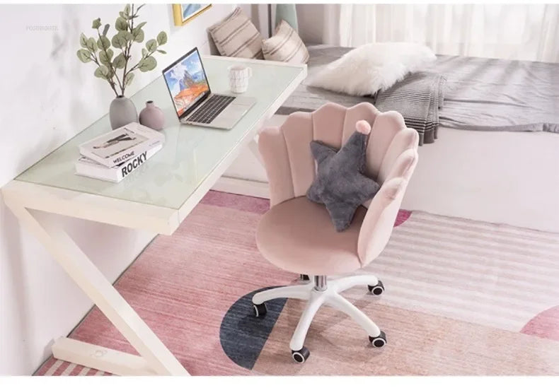 Rotatable Velvet Office Chair for Company Modern Soft Backrest Chair with Wheels Simple Creative Office Chairs for E-sports Room