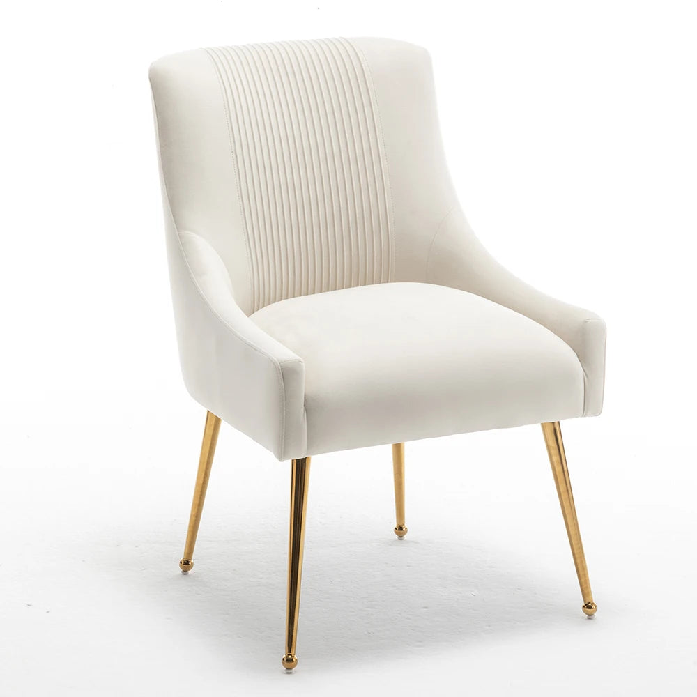 SEYNAR Modern Velvet Dining Chairs Set of 4, Upholstered Barrel Pleated Side Accent Chair for Bedroom,Living Room