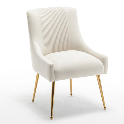 SEYNAR Modern Velvet Dining Chairs Set of 4, Upholstered Barrel Pleated Side Accent Chair for Bedroom,Living Room