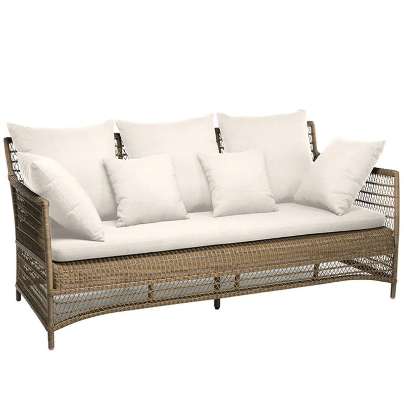 Outdoor leisure American sofa, homestay rattan art balcony, open-air courtyard rattan sofa