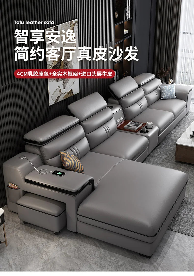 Genuine Leather Modern Sofas Luxury Classic Bedrooms Cinema Sofas Comfortable Straight Muebles Para El Hogar Home Accessories