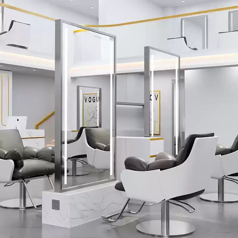 HJ Barber Shop Mirror Quick Cut Special Mirror Hair Salon Internet celebrity hair salon Full Lamp Mirror