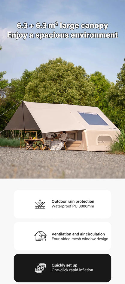 2025 New 2-in-1 Auto Inflatable Tent with Sunshade Waterproof Lightweight Pop-Up Camping Tent for Overnight Outdoor Instant Shel