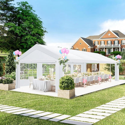 20x20FT Heavy Duty Outdoor Party Tent, 6 Sidewalls & Built-in Sandbags,Waterproof Windproof Canopy Wedding, Camping & Patio