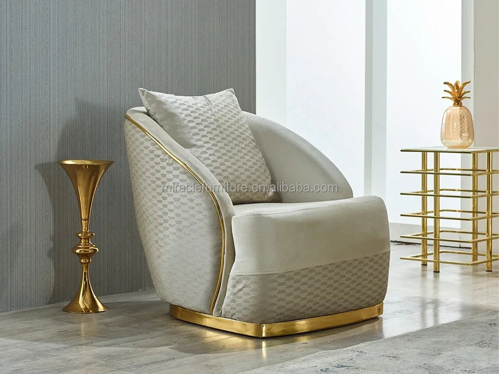 -Modern Luxury Comfortable Living Room Sofa Set Stainless Steel Seat Velvet Sofa Home Hotel Living Room Furniture