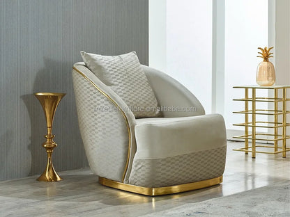 -Modern Luxury Comfortable Living Room Sofa Set Stainless Steel Seat Velvet Sofa Home Hotel Living Room Furniture