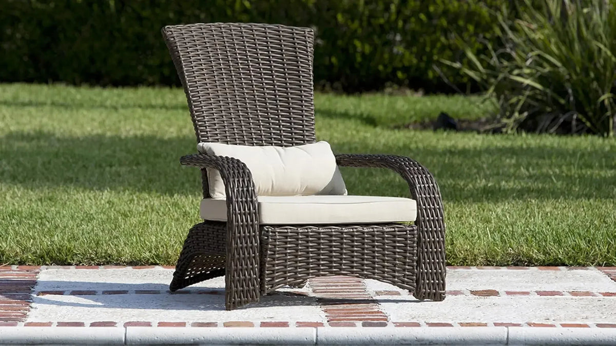62172 Deluxe Coconino Wicker Lounge Chair All Weather Wicker Armchair Lightweight Durable Adirondack Style Includes 3