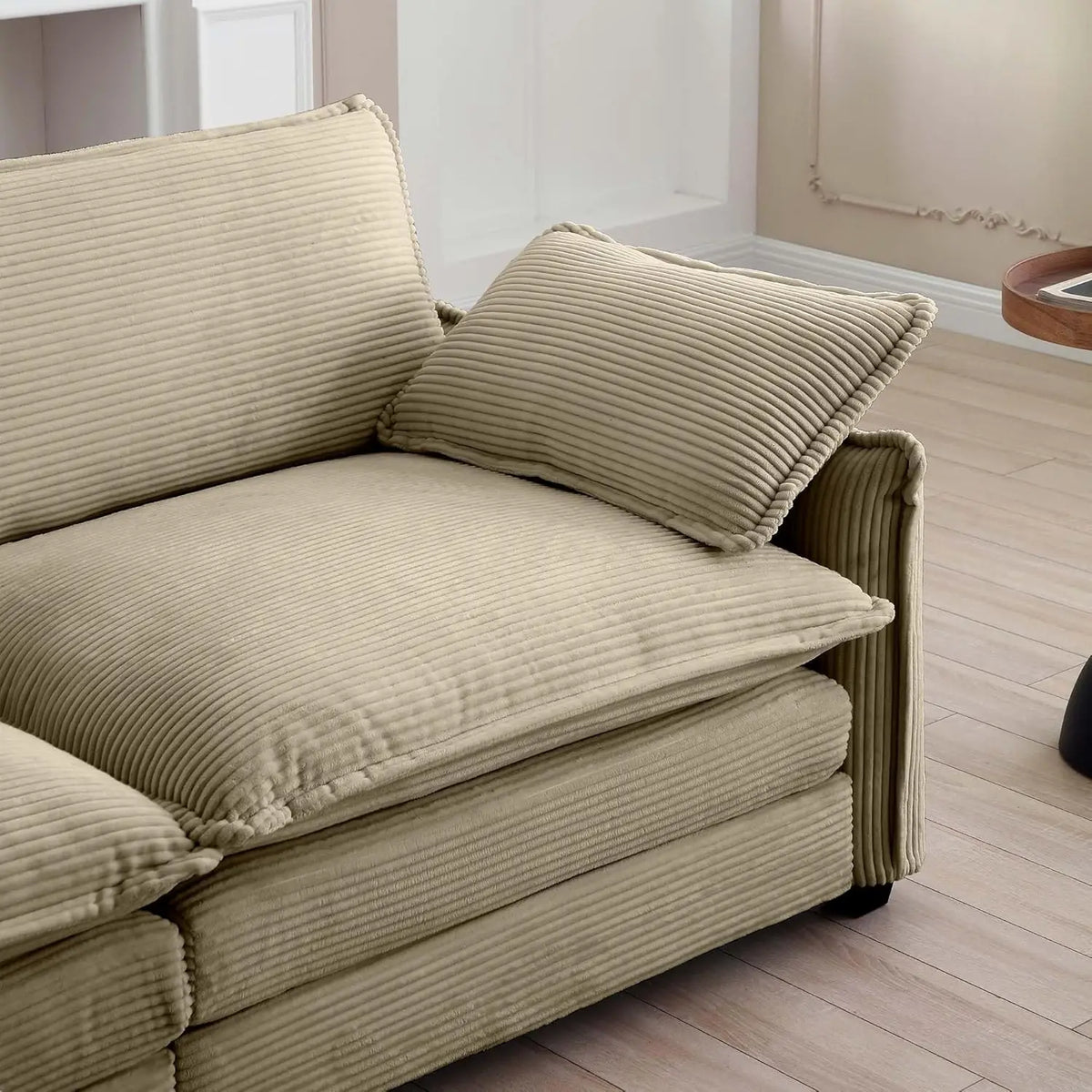 Corduroy Oversized Accent Chair with Ottoman, Single Sofa, Comfy Upholstered Armchair Extra Deep Seat Lounge Chair, Customized