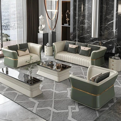 Modern Luxury Indoor Synthetic Leather Sofa Set 2025 Designs Stainless Steel Wood for Living Room Furniture for Hotels