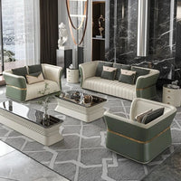 Modern Luxury Indoor Synthetic Leather Sofa Set 2025 Designs Stainless Steel Wood for Living Room Furniture for Hotels
