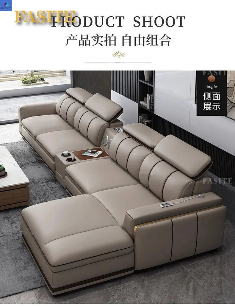Luxury First-Layer Sofa Classic Light Living Room Size Princess Apartment Straight Row Home Combination