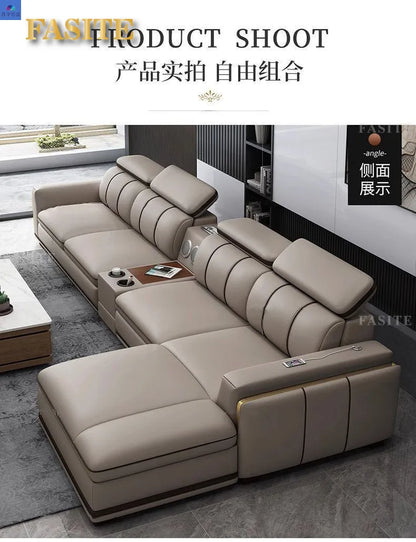 Luxury First-Layer Sofa Classic Light Living Room Size Princess Apartment Straight Row Home Combination